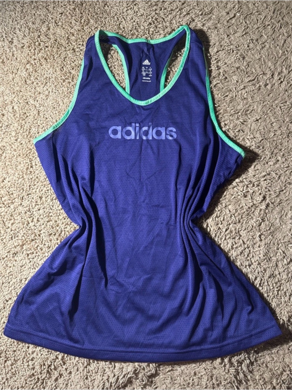 adidas Deep Purple Mesh Racerback Tank with Mint Trim